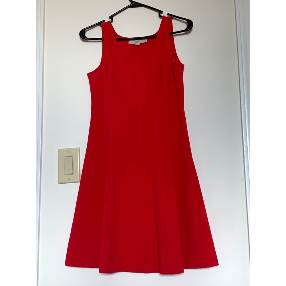 LOFT red flare sleeveless dress
